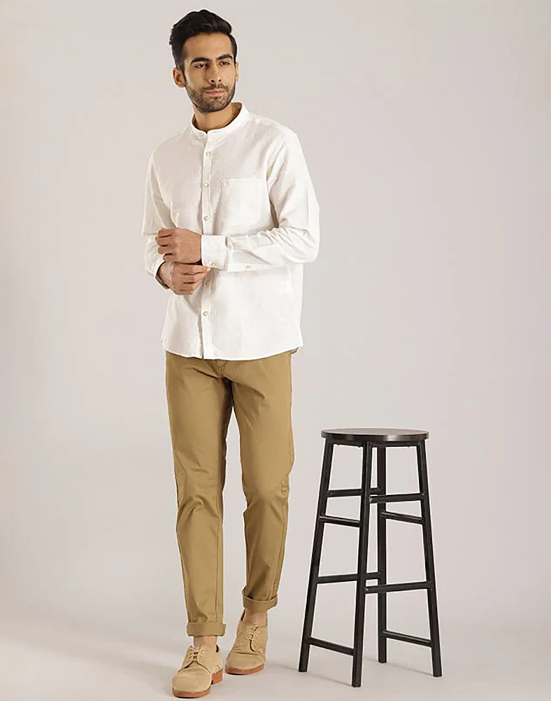 Indian Terrain Men All Over Print Off White Shirt